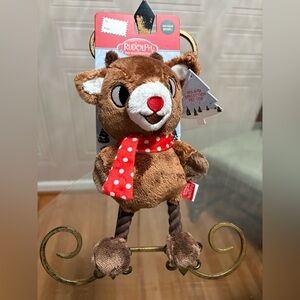 Rudolph The Red Nose Reindeer Holiday Plush Dog Toy Cute & Clinker/Squeaker 9”